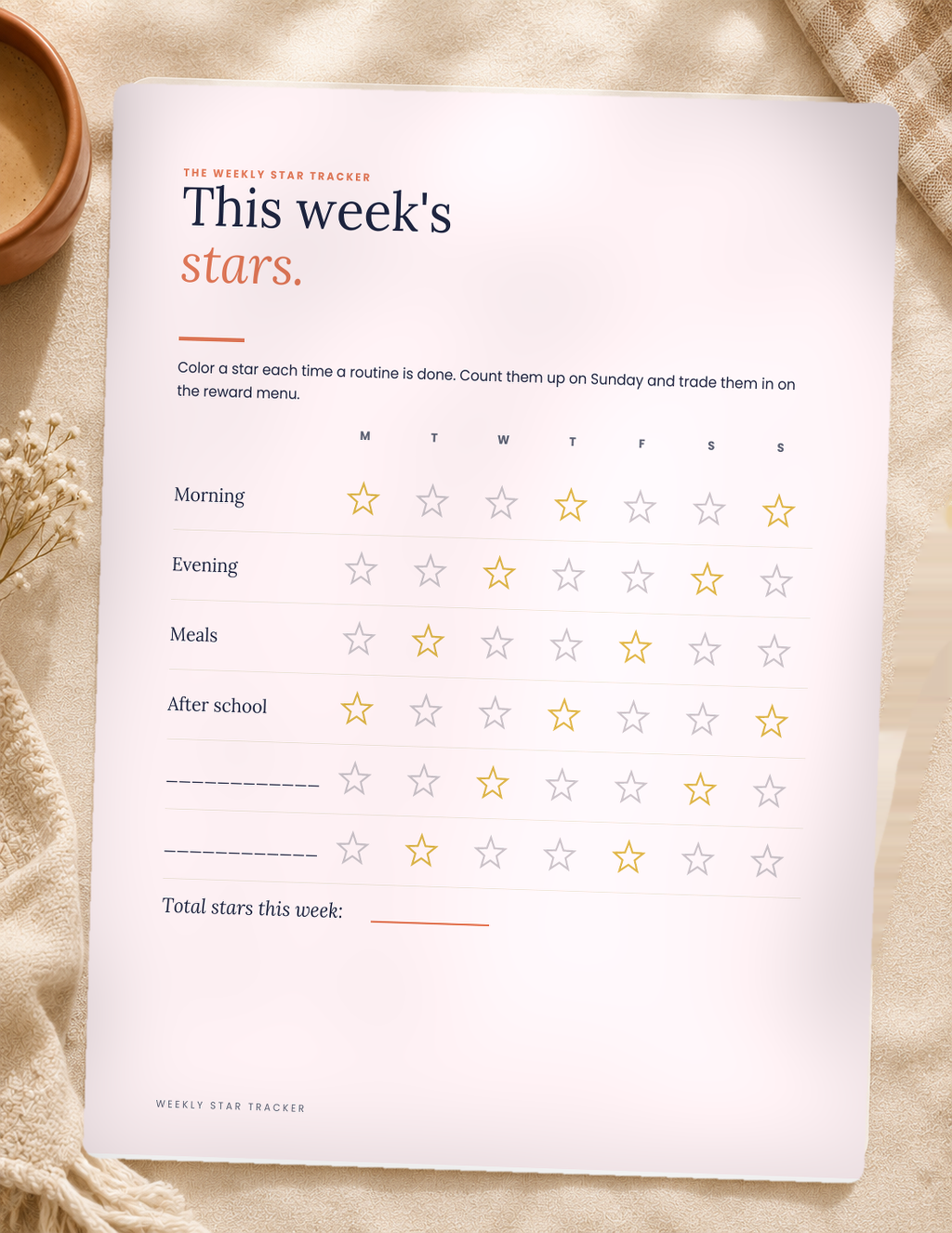 Kid Routine Cards — weekly star tracker included in the bundle.