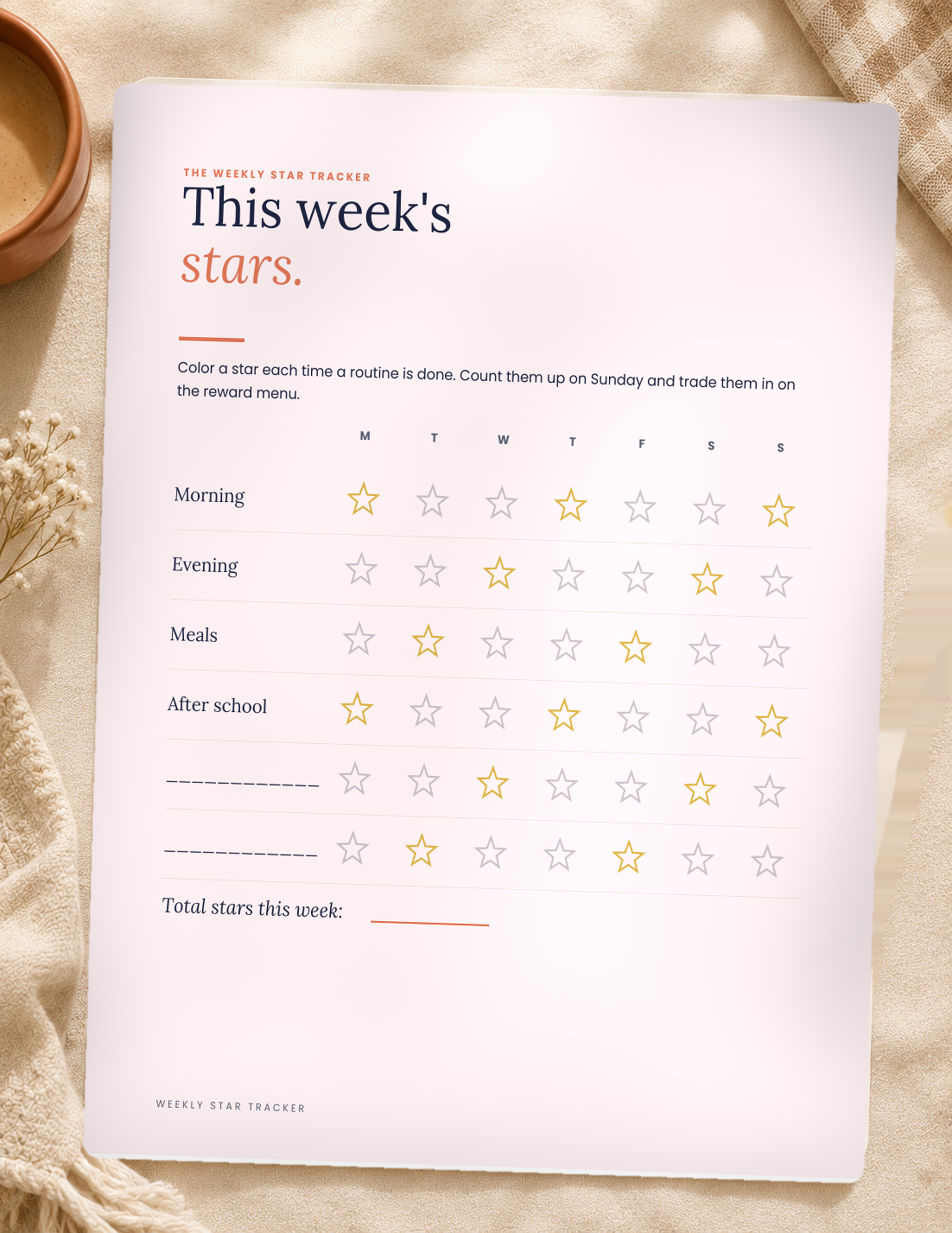 Kid Routine Cards — weekly star tracker included in the bundle.
