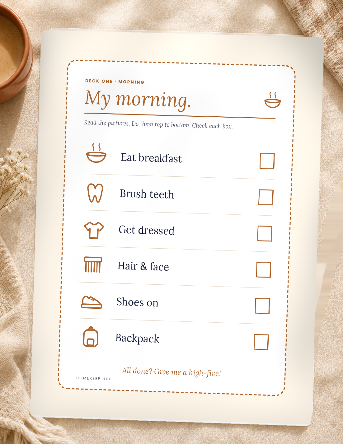 Kid Routine Cards — printable morning routine chart included in the bundle.
